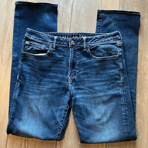 Preowned American Eagle Dark Wash Airflex Plus Jeans in Size 34 x 34